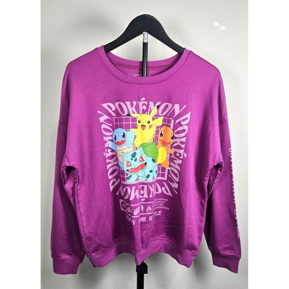 Pokemon‎ Crewneck Sweatshirt Women's Small Purple Pikachu Bulbasaur Graphic 2022